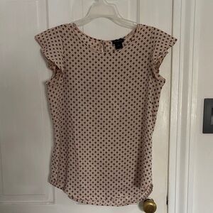Ann Taylor Blush and Black Geometric Blouse